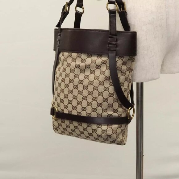 GUCCI GG Canvas Tote Bag Beige Brown gold - Picture 1 of 16